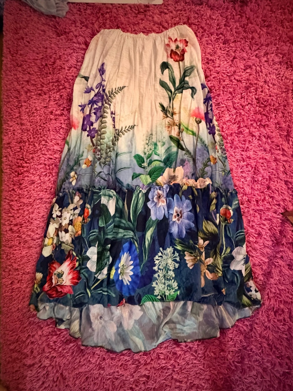 Anthropologie Floral Ombre Pattern Tiered high low Maxi dress